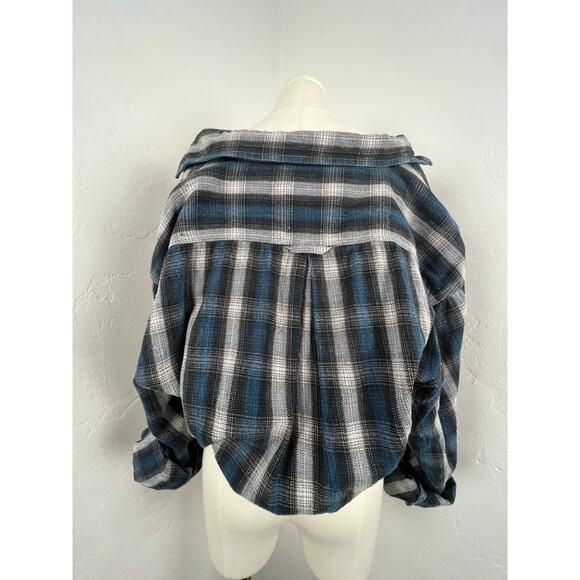 BAXTER Indigo Denim Button-up Shirt in navy black & light gray plaid (Mens: XL) - Picture 9 of 10